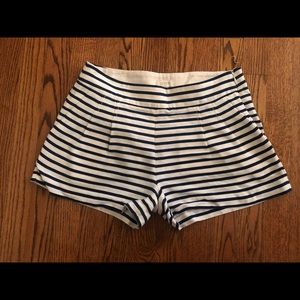 J. Crew navy/white striped pleated shorts